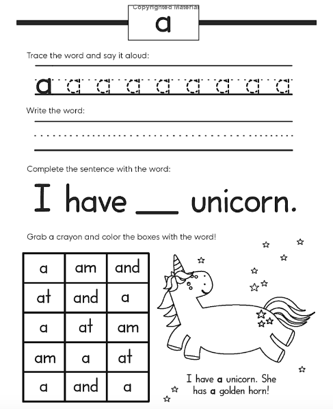 OTO2 – Sight Words Worksheets Generator